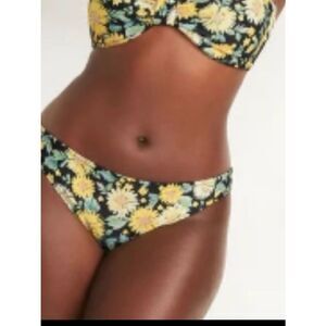 NWT Old Navy Plus Size Black Yellow Sunflower Bikini Swim Bottoms Size 3X/24-26